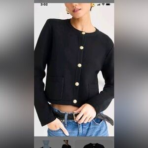 J Crew Emile Sweater Lady Jacket  Black Size S NWT